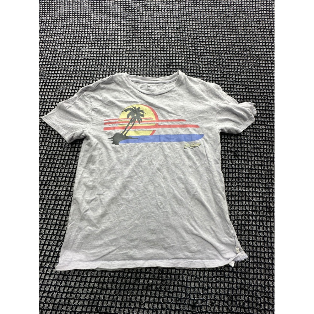 Gap Graphic T-Shirt Kids XXL Gray Cali Surf Palm Tree Sunset Tee